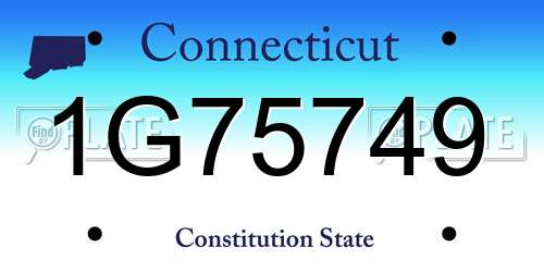 1G75749 Connecticut License Plate