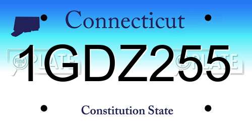 1GDZ255 Connecticut License Plate