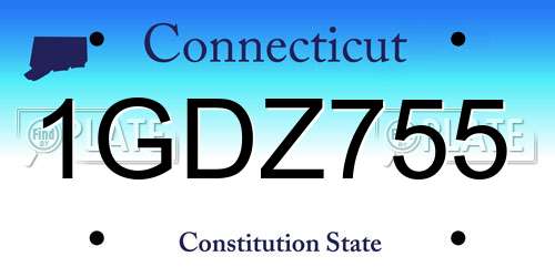 1GDZ755 Connecticut License Plate