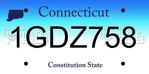 1GDZ758 Connecticut License Plate