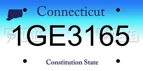 1GE3165 Connecticut License Plate