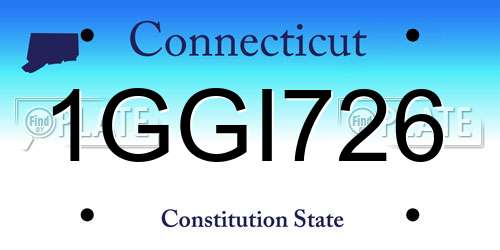 1GGI726 Connecticut License Plate