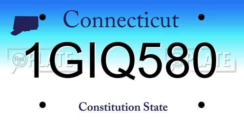1GIQ580 Connecticut License Plate