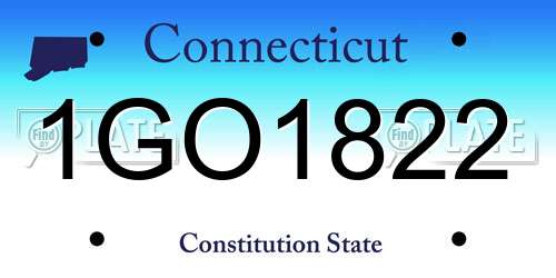 1GO1822 Connecticut License Plate