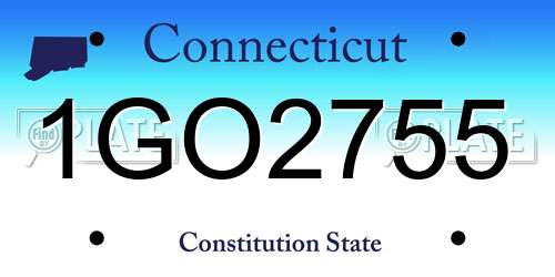 1GO2755 Connecticut License Plate