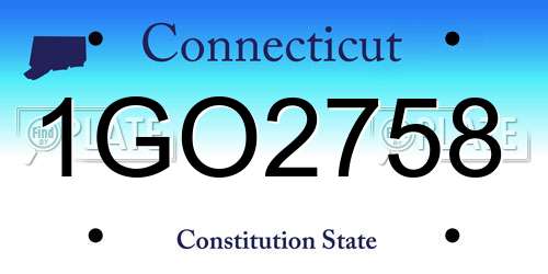 1GO2758 Connecticut License Plate