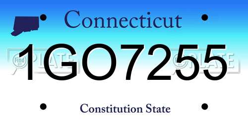 1GO7255 Connecticut License Plate