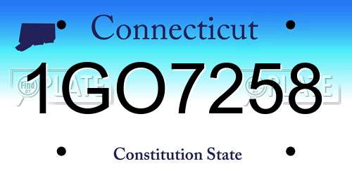 1GO7258 Connecticut License Plate