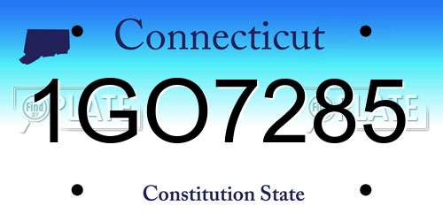 1GO7285 Connecticut License Plate