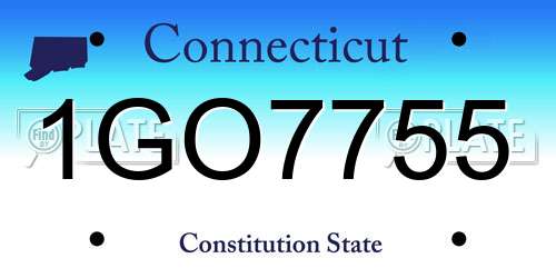 1GO7755 Connecticut License Plate