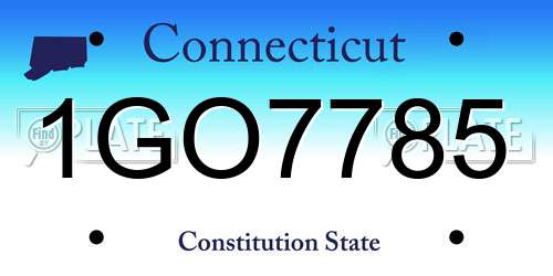 1GO7785 Connecticut License Plate