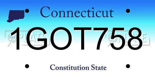 1GOT758 Connecticut License Plate