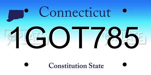 1GOT785 Connecticut License Plate
