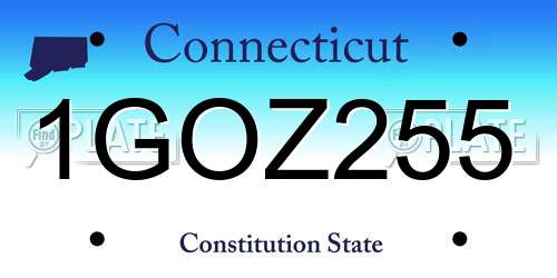 1GOZ255 Connecticut License Plate