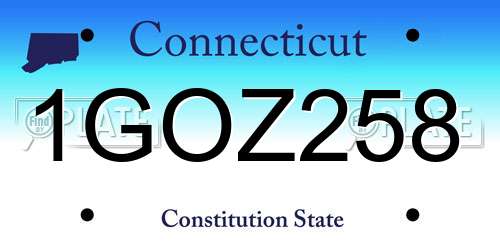 1GOZ258 Connecticut License Plate