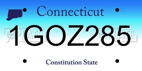 1GOZ285 Connecticut License Plate