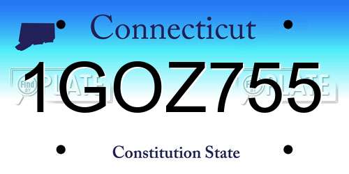 1GOZ755 Connecticut License Plate