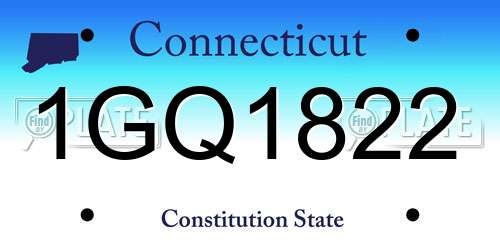 1GQ1822 Connecticut License Plate