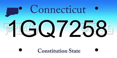 1GQ7258 Connecticut License Plate