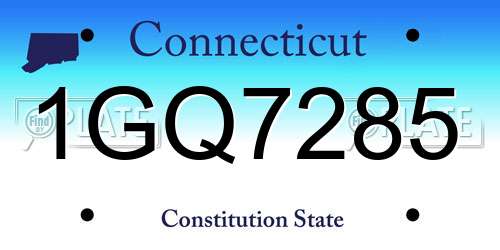 1GQ7285 Connecticut License Plate
