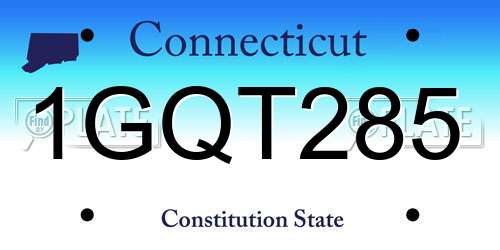 1GQT285 Connecticut License Plate