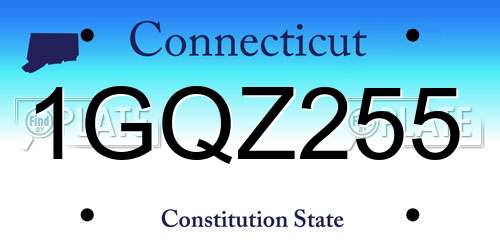 1GQZ255 Connecticut License Plate
