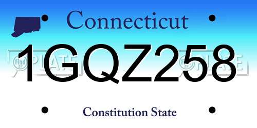 1GQZ258 Connecticut License Plate