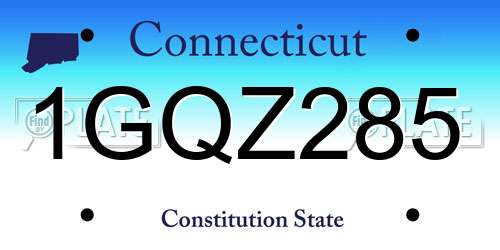 1GQZ285 Connecticut License Plate