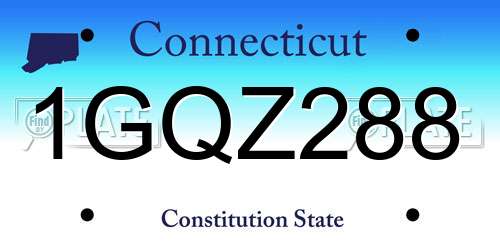 1GQZ288 Connecticut License Plate
