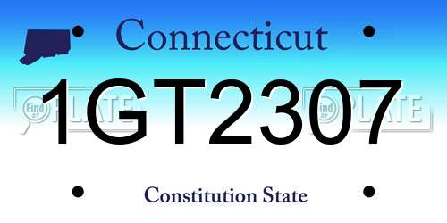 1GT2307 Connecticut License Plate