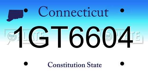 1GT6604 Connecticut License Plate