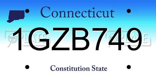 1GZB749 Connecticut License Plate