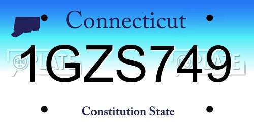 1GZS749 Connecticut License Plate