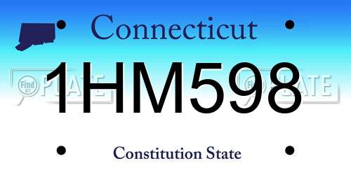 1HM598 Connecticut License Plate
