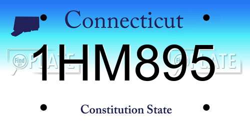 1HM895 Connecticut License Plate