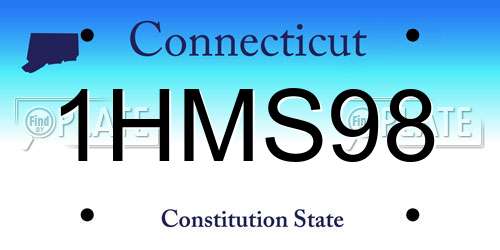 1HMS98 Connecticut License Plate