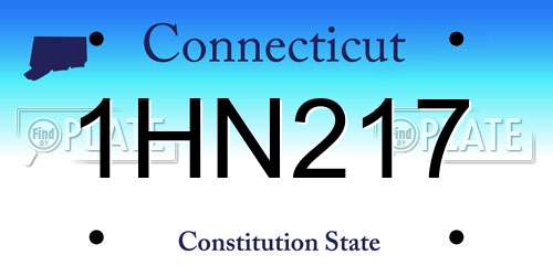 1HN217 Connecticut License Plate