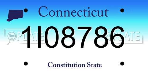 1I08786 Connecticut License Plate