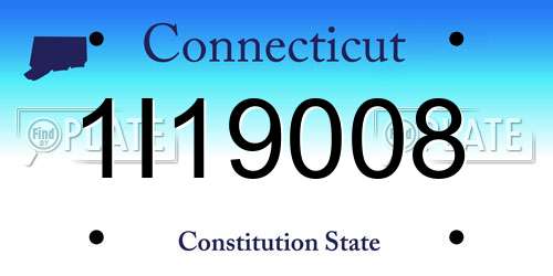 1I19008 Connecticut License Plate