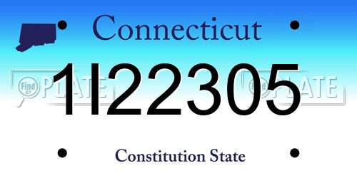 1I22305 Connecticut License Plate
