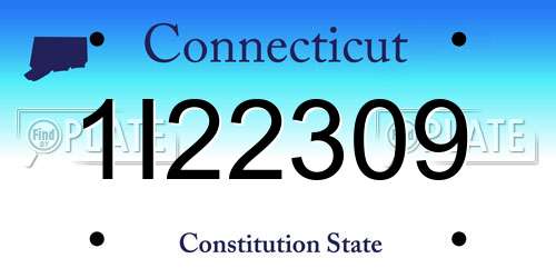1I22309 Connecticut License Plate