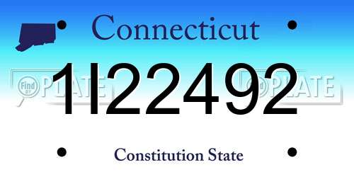 1I22492 Connecticut License Plate