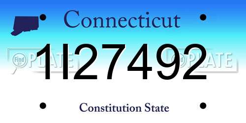 1I27492 Connecticut License Plate