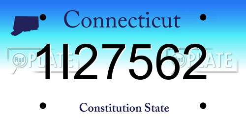 1I27562 Connecticut License Plate