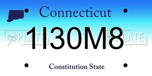 1I30M8 Connecticut License Plate