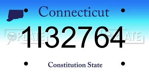 1I32764 Connecticut License Plate