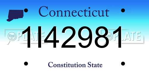 1I42981 Connecticut License Plate