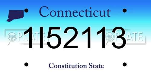 1I52113 Connecticut License Plate