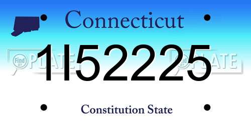 1I52225 Connecticut License Plate