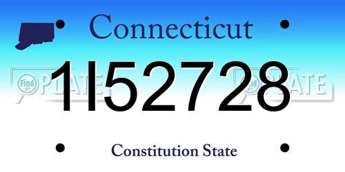 1I52728 Connecticut License Plate